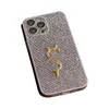 Case de teléfono de diseñador para iPhone 15 14 Pro Max, Luxury Telephone Case de cuero 13 más 12 11 para mujeres Men Excelente agarre a prueba de choque Ultra Slim Cover Spellling Rhinestones