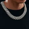 Drop wysyłka biżuterii Hip Hop luksus 20 mm złoto plisowany 925 srebrny srebrny łańcuch kubańska Miami lodowany