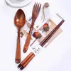 Lepels houten lepel mes eetstokjes bestek set herbruikbaar flatware keuken servies servies gebruiksspel huishoudelijk kantoor camping reizen