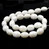 Loose Gemstones SR 12x15mm Feeform Egg Shape White Natural MOP Shell Immitation Pearl Gemstone DIY Beads Strand 15"