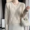 Maglioni femminili primaverili e autunno in lana a V Neck Plover Hollove Mickeale a maniche lunghe Materiali naturali Delivery Delivery Delivery Appa Otm6W