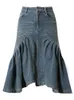 Spódnice bpn vintage fishtail spódnica dla kobiet Patchworka z wysokim paskiem Pockract Pockets Sympling Folds A Line Casual Midi Dress Fabryka