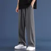 Men Ice Silk Sweatpants Drawtring Streetwear Harajuku Jogger broek Y2K Style Sport Gym Oversized Baggy Wide Leg Pants 8xl 240326