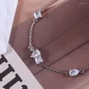 Link Bracelets European And American Style Fashionable Fresh Minimalist Geometric Sparkling Square Water Drop Zircon Multi Pendant Bracelet