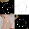 Anklets Pure Sier Round Ankle Bracelet For Women In Drop Delivery Jewelry Dhiic