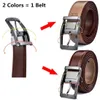 Belts 1 mens reversible classic dress belt leather rotating buckle 2-in-1 made of BeltoxC240407