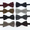 Bow Ties New Mens Classic Plain Bow Necklace Adjustable Grey Black Brown Cotton Bow Business Party Dress Set BowC240407