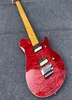 1991 Eddie Van Halen Wolf Ernie Achse Red Flame Maple Top E -Gitarre Maple Neck Floyd Rose Tremolo Bridge Verriegelung Nuss Chrom7608884