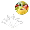 Dekorative Blumen Musiksymbole Notizen Cupcake Toppers Glitter Cake Topper für Dessert Geburtstagsfeier Dekor (Silber)