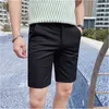 Mäns shorts sommarmens nya smala affärer casual shorts solid färg medelhög rak sociala kontor shorts mens enkla party hem shorts j240407