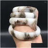 Bangle Natural Gobi Jade Hand Cronged Silk Wide Band Braslet Bracelet Boutique Boutique Jewelry Womens Cyan Black Beauty Bracele