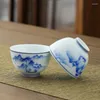 Tasses Saucers 1pcs rétro en céramique bleu et blanc tasse de style chinois en porcelaine d'après-midi