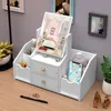 Innehåller Mirror Drawer Makeup Storage Box Dormitory Finish Pastic Shelf Cosmetics Skin Care toalettbord Desktop 240327