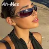 Lunettes de soleil Fashion Rimless Y2k Femmes hommes Trendy 2000's Wrap autour de verres de soleil Punk Goggles Rectangle Sports Shades