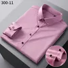 Camisas de seda masculas botões de broca de manga comprida cor de cor sólida sedosidade social sem ferro e rugas roupas de moda macia 240326