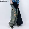 Pantaloni da donna jeans vintage donne streetwear bf gamba larga buca casual buco pantaloni in denim alta vita dritta harajuku pantalon femme