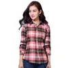 S4XL Women Cotton Shirt Spring Autumn Winter Casual Longsleeve Brushed Plaid Stripe Shirts Girls Tops Blus Female 240407