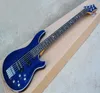 Factory Custom 5 Strings Blue Electric Bass Guitar with Chrome HardwareBird Fret InlayWhite BindingOffer Customized8842341