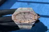 Rose Gold mixte Sier Diamond Roman Numerals Luxury Mens Gise Cumbic Zirconia Watch with Box4177633