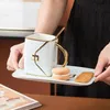 HandbagShaped Creative Mug With Saucer Spoon Nordic Ceramic Milk Tea Office Cups Drinkware Coffee Cup Sets Gift 240407