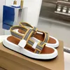 2024 new arrive couples flat causal gladiator sandals runway designer thick sole buckle strap outside walking vacation beach women and men designer sandals