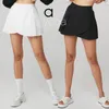 Al-Women's Yoga Tennis kjol Nytt bekväm smickrande snygga sportshorts roliga ruffle trim wrap-stil tenniskjolar med bekväm inre kort dold innerficka