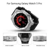 Uhrenkoffer Mod Kit für Samsung Galaxy Watch 4 5 Pro 45 mm 44 mm roter Schutzmetall -Stoßfänger Silikonband für Männer Frauen