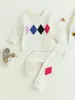 衣料品セット愛らしい幼児の男の子が落ちる服の長袖スウェットシャツとズボンセット幼児の幾何学的なパターンをセット0-3T-完璧