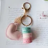 Keychains Lanyards Women New Macaron Cake Keychain Pu Heart Starfish Pentagram Leaf Key Chain Charm Pag Pendant Car Ring Best Party Gift K3146 Q240403