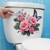 Wallpapers 30 30cm Creative Pink Rose Flower Butterfly Toilet Sticker Bathroom Home Decorative Lid Printed Ms4371