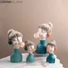 Sanat ve El Sanatları Reçine Fiure Statue Ill Blowin Bubbles kulaklık soyut karikatür Ill Modern Ev Dekorasyonu Çocuklar Odası Elektrraftl2447