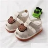 Sandals Cute Cartoon Bear Infant Baby For Kids Girl Solid Color Soft Anti-Slip Shoes Toddler Beach Flats 0-12M Drop Delivery Maternity Otcet
