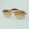 Best-selling top-quality natural original or peacock wood cut lens sunglasses high-end diamonds eyebrow frame 1116728-A Size: 60-18-140mm