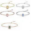 Bangle Millenia Octagonal Cut Yellow Green Blue Pink Pink White Imation Crystal Женский романтический романтический ювелирный подарок