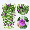 Flores decorativas 2 PPC Simulada Morning Glory Hanging Artificial Outdoor Wedding Jarden Decoración