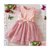 Mädchenkleider 2024 Sommer Kinder Mesh Prinzessin Kleid Kurzärmeler lässig für Kinder fallen liefert Baby Kinder Mutterschaft Kleidung ot4uo