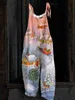 2024 Womens Summer New Sweet and Fresh Printed Wide Ben Womens Jumpsuit