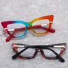 Sunglasses Frames Fashion Sexy Women Cat-eye Reading Glasses Retro Anti-blue Lens Metal Summer Models