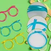 Rietjes drinken 1 st grappige bril leuk feest zacht plastic buis voor kinderen kinderen verjaardagsbenodigdheden bar accessoires