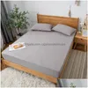 Ensembles de feuilles solides japonais étanche à étanche à étanche à étanche élastique de lit élastique matelas protectrice de coton de coton livraison du jardin à la maison text dhroo