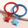 Schlüsselanhänger Lanyards 1Set (2pcs) süßer Emaille Schlüsselbund Buntes Sternschlüssel Ring Pentagrammketten Freundschaft Geschenke für Frauen Männer DIY handgefertigtes Schmuck Q240403