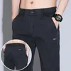 Erkekler Pantolon Mens Yaz Buz İpek Gündelik Orta Midel Elastik Düz İş Pantolonları 3 Renk Moda Rahat Adam