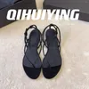 Sandals 2024 QIHUIYING Handmade BlingBling Crystal Thongs Flat Heel Woman Flip-Flops Beach Shoes Bohemian Ankle-Strap