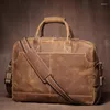 BROCKASSER LUOKIR VINTAGE HANDBAG MEN LÄDER LÄGER PREACHCASE HEALD BUSINESS TRAGE DATA BAG FÖR 16 tum LAPTOP