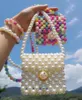 Kvällspåsar Färgglada Pearl Handwoven Women's Pärled Bag Fashion Fantasy Crossbody For Woman Summer Mini Söt läppstift Zero plånbok