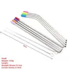 Drinking Straws Set Of 8 Collapsible Reusable Stainless Steel Straw 8.5/10.5inch Atraw With Silicone Tips And 2 Piece Cleaner Brush