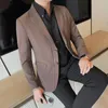 Erkekler Suits Yüksek kaliteli fermuarlı erkekler Blazers 2024 Bahar İş Kıyafet Ceket İnce Ofis Sosyal Elbise Ceket Düğün Damat Giysileri