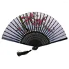 Декоративные фигурки ретро японская китайская складная шелковая рука, держащая вентиляторы, цветет персик, бамбук, свадебная вечеринка, танцевальные, подарки