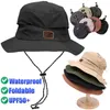 Wide Brim Hats Bucket Summer waterproof fisherman hat foldable bucket mens adjustable UV resistant outdoor camping and hiking Panama Q240403