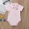 Rompers New Born Baby Romper 0-12 månader Summer Solid Colors Polo Infant Boy Girl Clothes Jumpsuit Born Bebies Clothes Essskids CXG2402291-8 L47